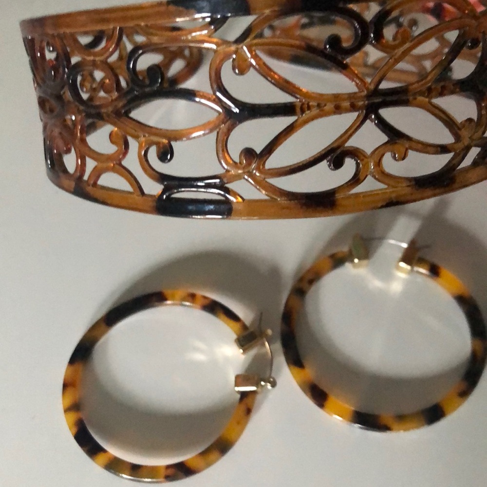 Tortoise head band and earrings
